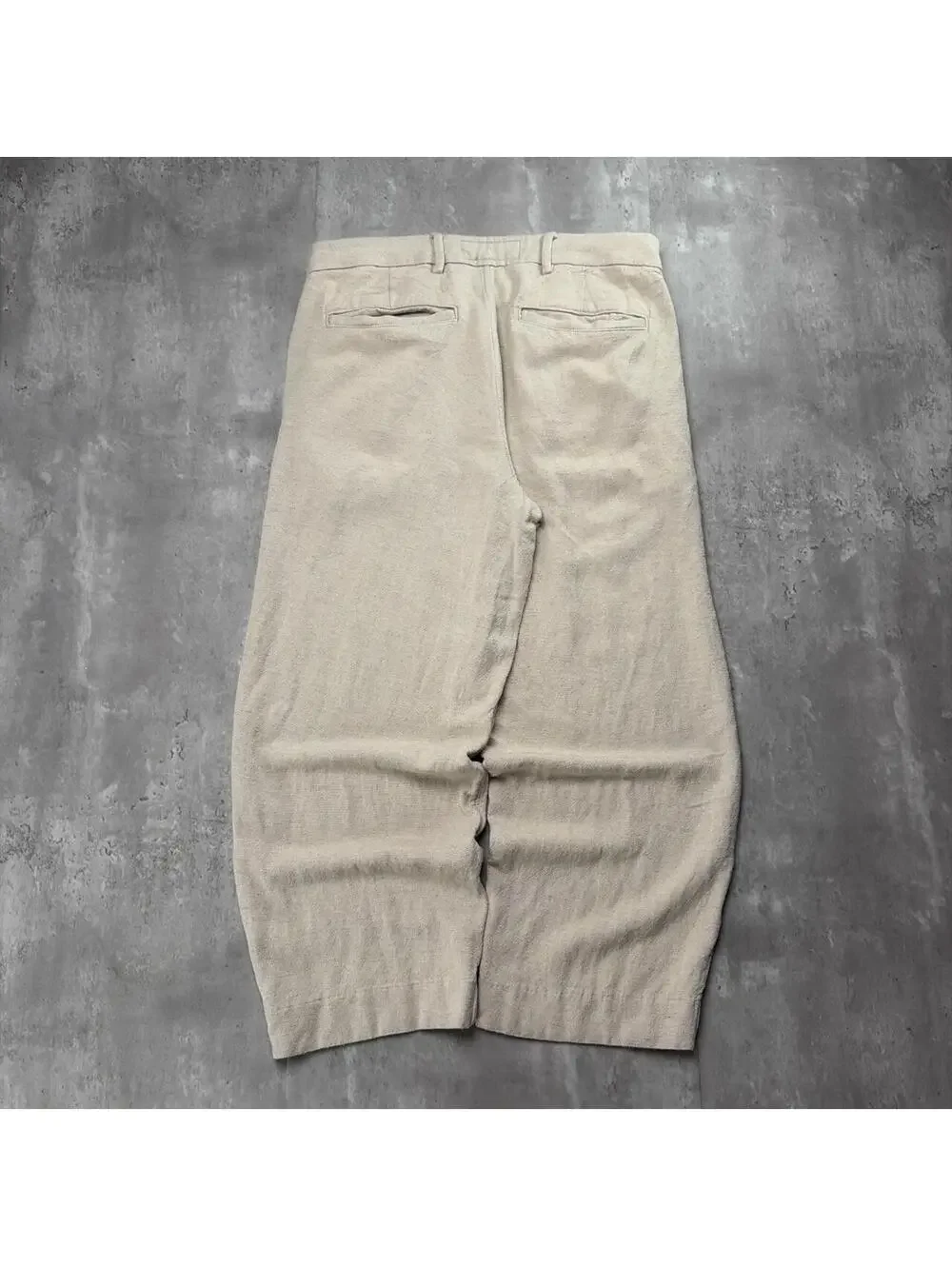 Y2K Beige Abercrombie & Fitch Linen Blend Baggy Trousers